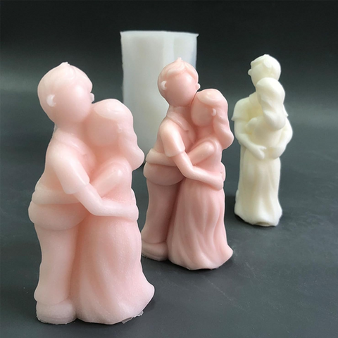 Molde de Silicón Pareja de Pie Abrazada 3D