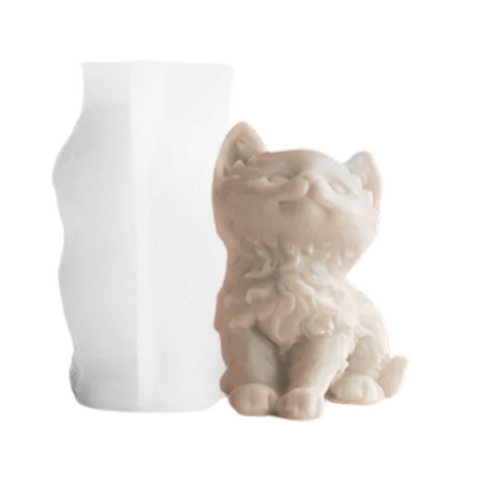 Molde de Gato para vela, molde 3D de silicón flexible