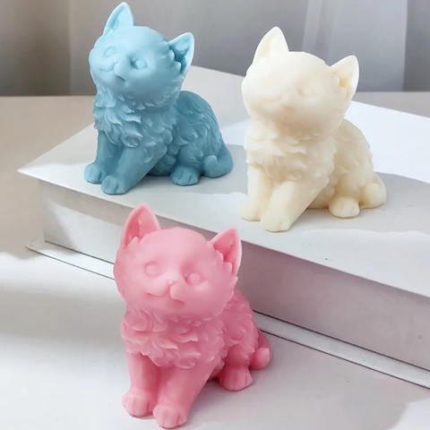 Molde de Gato para vela, molde 3D de silicón flexible