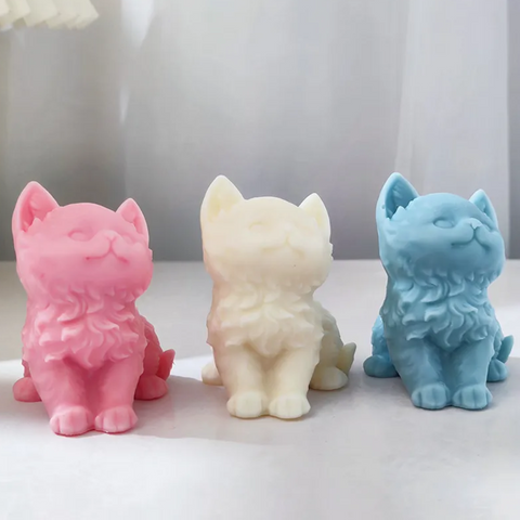 Molde de Gato para vela, molde 3D de silicón flexible