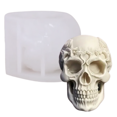 Molde de Cráneo 3D Flores y Raíces para Vela