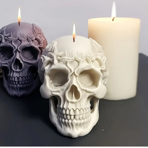 Molde de Cráneo 3D Flores y Raíces para Vela