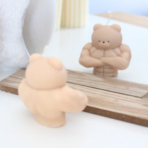 Molde de oso musculoso para vela, molde 3D Silicón Oso Musculoso Chico