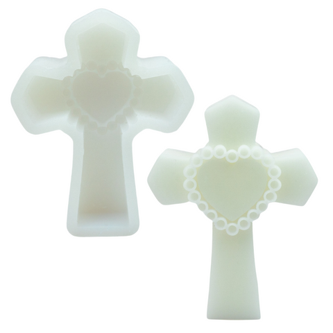 Molde de Silicón Cruz con Corazón Vela Religiosa