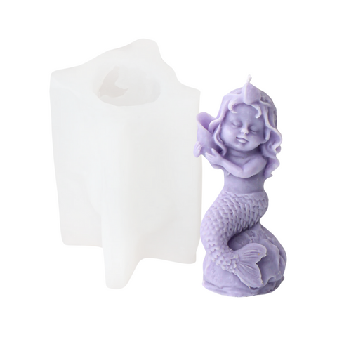 Molde de Silicón para Vela Mini Sirenita 3D Fantasía