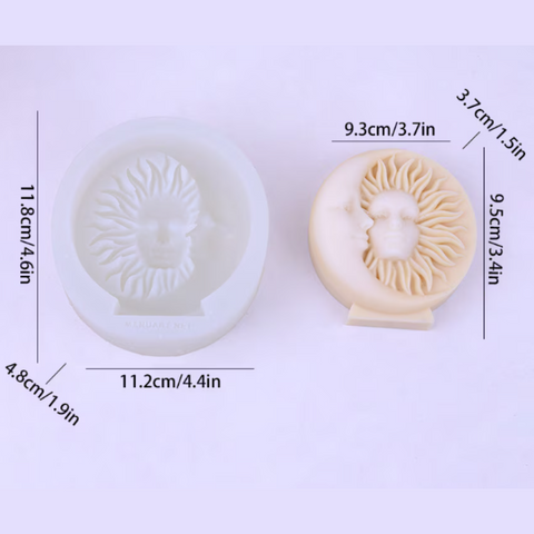 Molde de Silicón Sol y Luna 3D para Artesanías