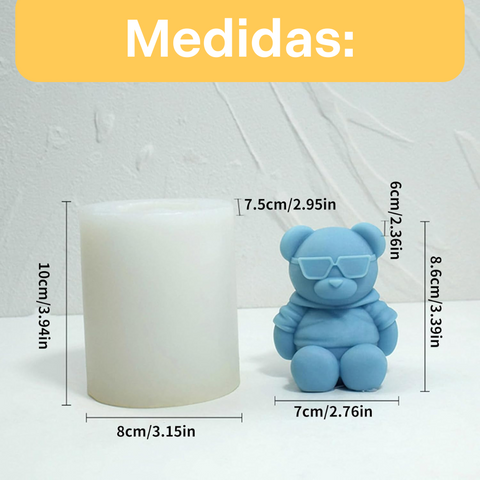 Molde Oso con Flow 3D con Lentes Cool Molde Silicón