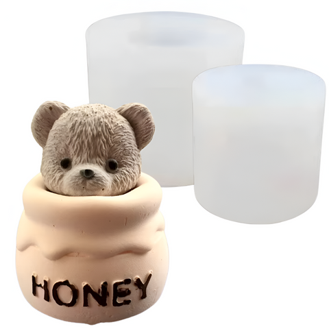 Molde Oso de Peluche en Tarro de Miel 3D Molde de Silicón