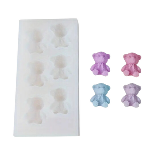 Molde 6 Ositos de Peluche con Moño para Vela y Fondant