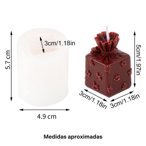 Molde para Vela Caja de Regalo con Moño y Dulces