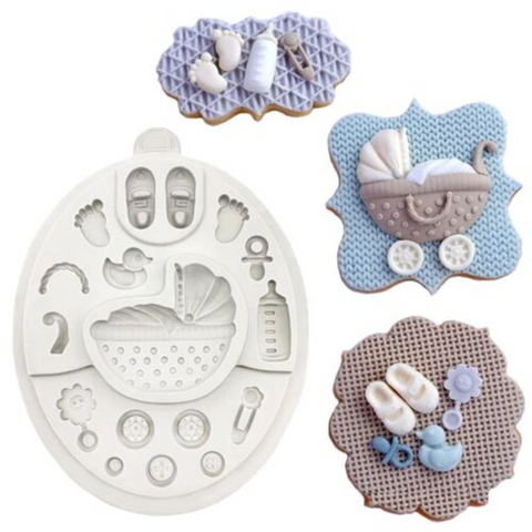 Molde de Silicón Baby Shower Fondant