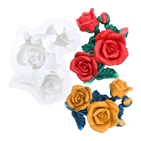 Molde Mini Rosal Ramo 3D para Fondant