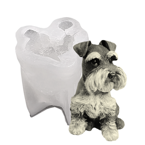 Molde Perro Schnauzer 3D Molde Silicón para Vela
