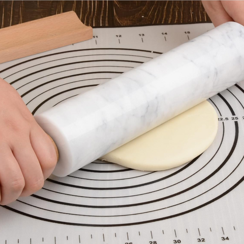 Rodillo Mármol con Base de Madera