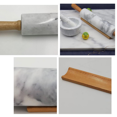 Rodillo Mármol con Base de Madera
