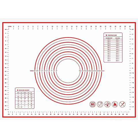 Tapete de silicona jumbo para repostería. Superficie antiadherente y flexible para amasar, estirar y cortar masas sin esfuerzo. Resistente al calor y fácil de limpiar