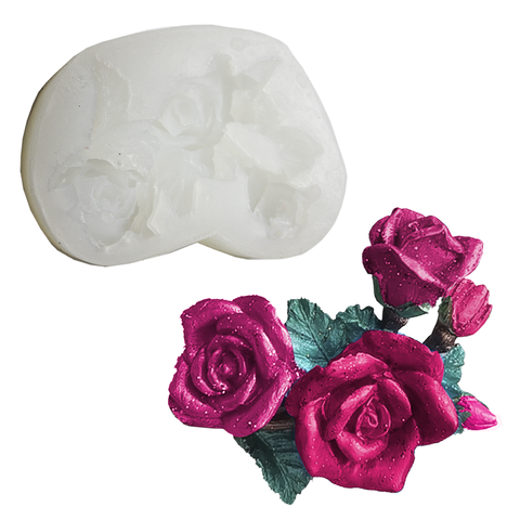 Molde Mini Rosal Ramo 3D para Fondant
