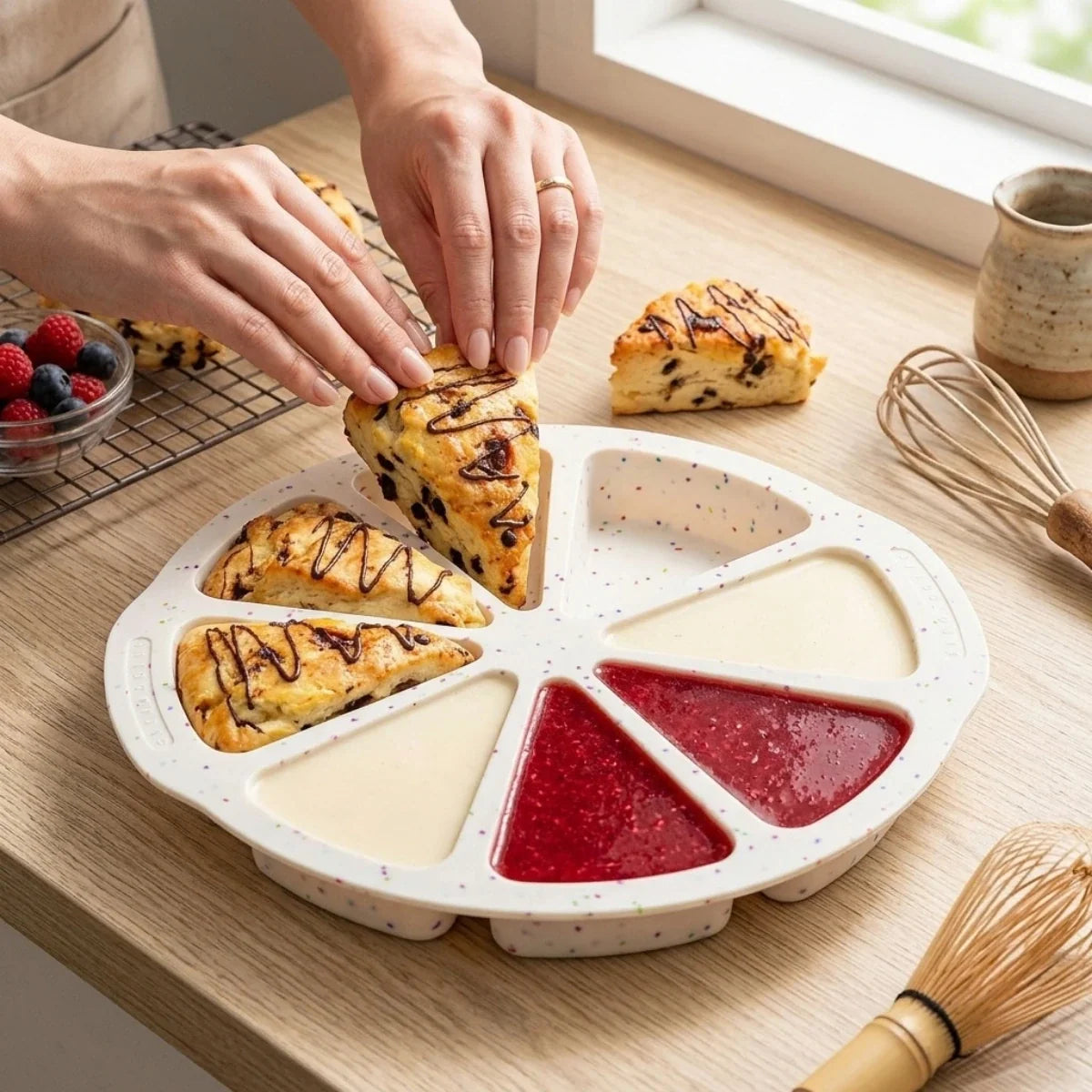 Rebanadas de cheescake hecha con molde