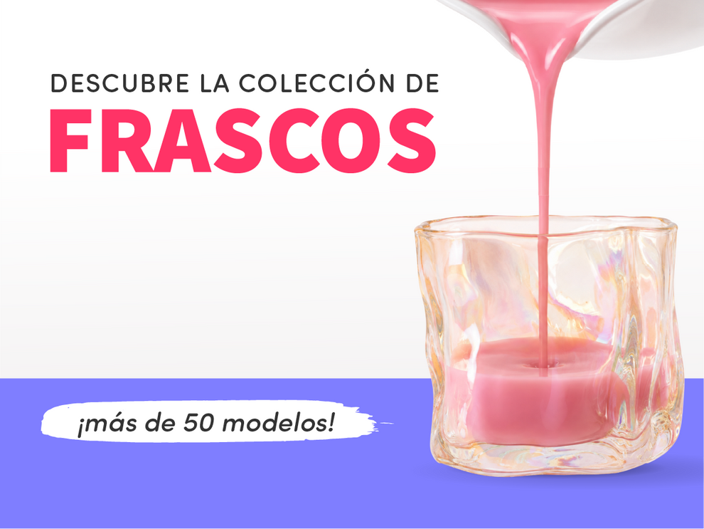 Frascos para velas artesanales de la marca Moldemania versión movil
