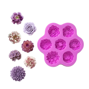 Molde De Silicón 7 Flores Mix