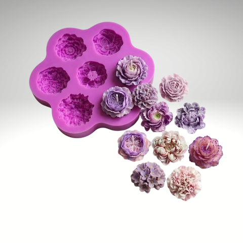 Molde De Silicón 7 Flores Mix