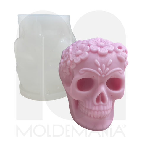 Molde Cráneo Floral 3D