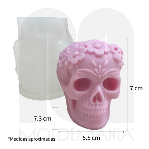 Molde Cráneo Floral 3D