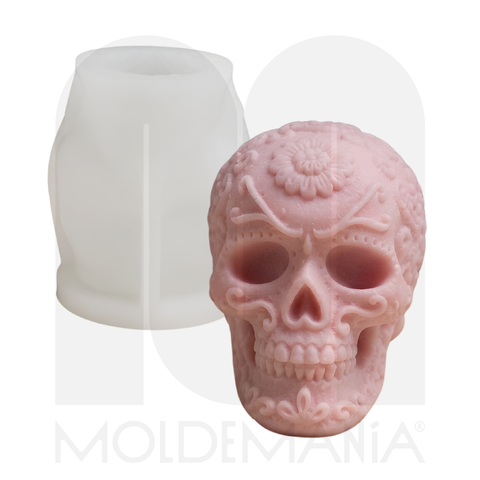 Molde Cráneo 3D Detalles Florales