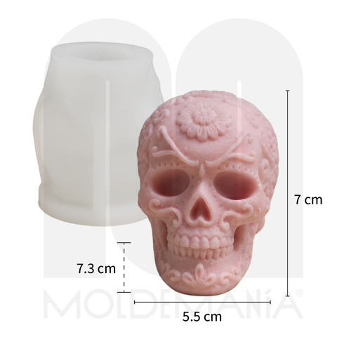 Molde Cráneo 3D Detalles Florales