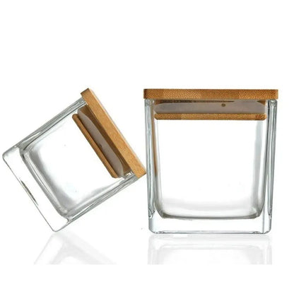 Frasco de Vidrio en Cubo con Tapa para Almacenamiento