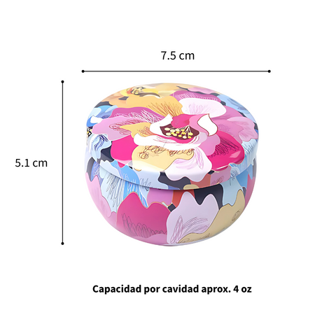 Lata para Vela Aluminio 4 oz. Floral