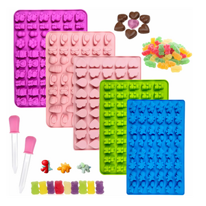 Set 5 Moldes Mini Gomitas Figuritas Variadas + 2 Goteros
