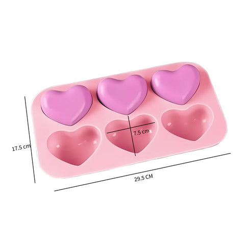 Molde De Silicón corazón 3D 6 cavidades