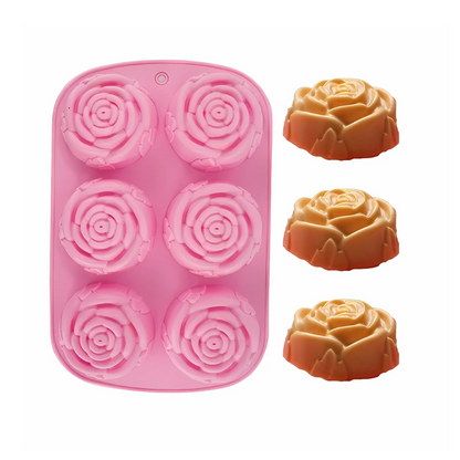 Molde 6 Rosas con Hojas 3D Jabonero