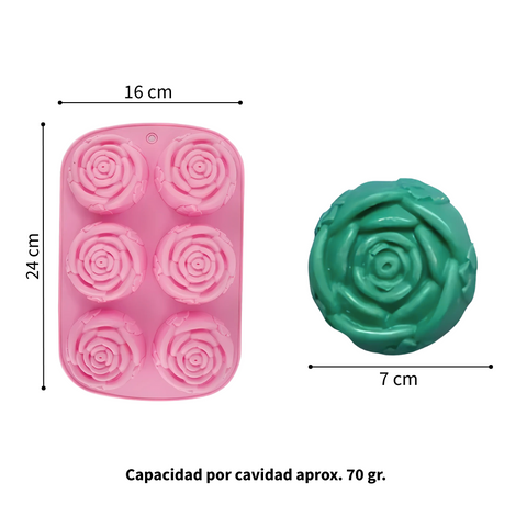 Molde 6 Rosas con Hojas 3D Jabonero