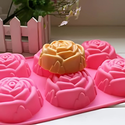 Molde 6 Rosas con Hojas 3D Jabonero