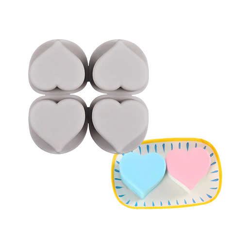 Molde De Silicón 4 corazones grandes