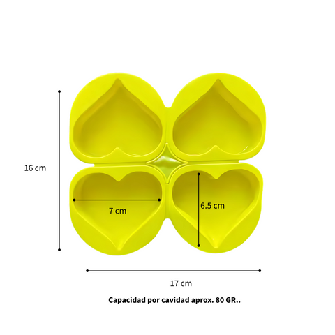 Molde De Silicón 4 corazones grandes