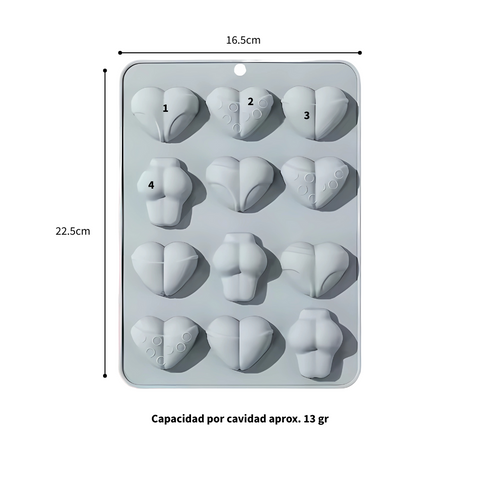 Molde De Silicón corazón cachetón