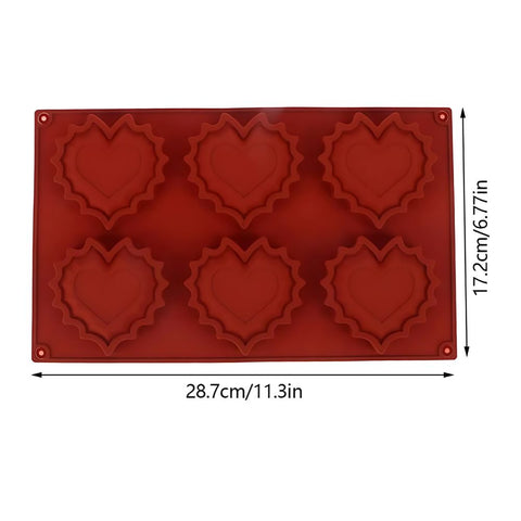 Molde De Silicón corazón ardiente 6 cavidades