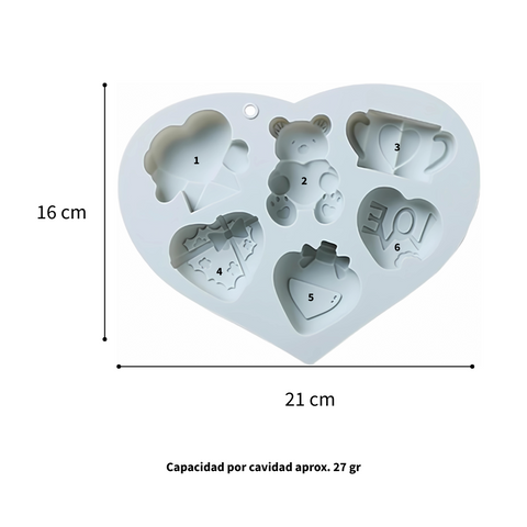 Molde De Silicón San Valentín 6 cavidades