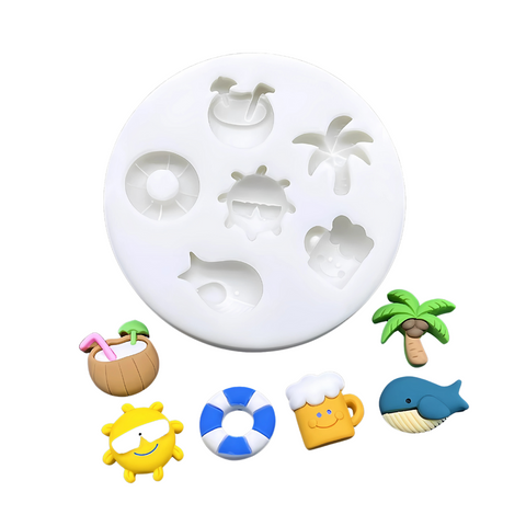Molde 6 figuras día de playa para fondant
