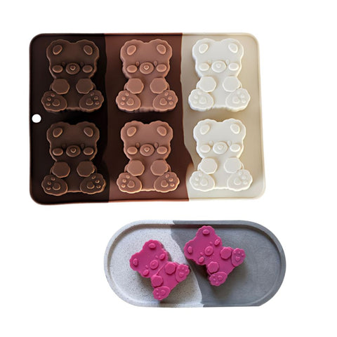 Molde De Silicón 6 Osos Galletas