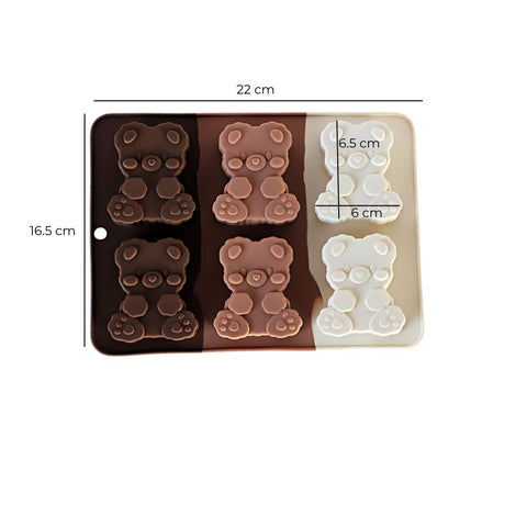 Molde De Silicón 6 Osos Galletas