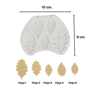 Molde 5 Hojas Decorativas Fondant Mini