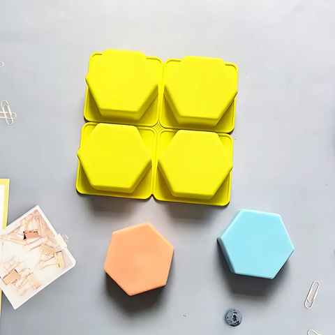 Molde de Silicón 4 Hexágonos Jaboneros