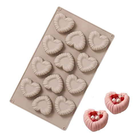 Molde 12 Corazones Arrugados