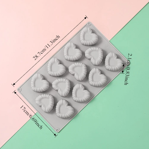 Molde 12 Corazones Arrugados