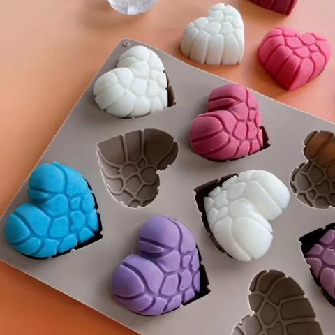 Molde 12 Corazones de Piedra