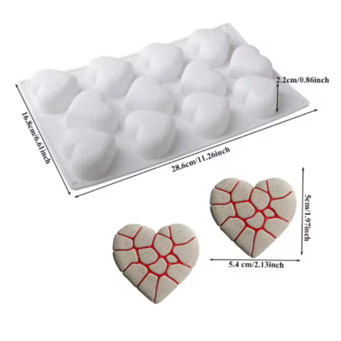Molde 12 Corazones de Piedra